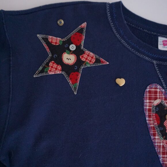 Navy Heart Pattern Women's Sweater - Picture 8 of 11